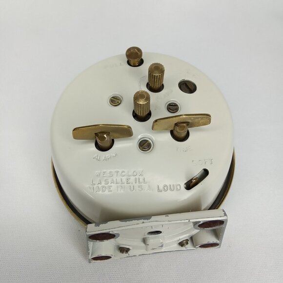 Vintage Alarm Clock Westclox Baby Ben White Metal Gold Trim Made In USA 1950s - Picture 10 of 10